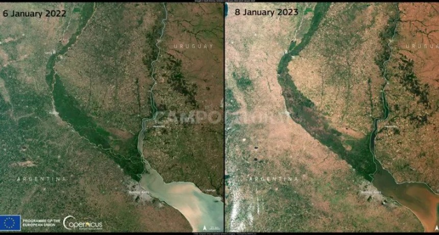 Escalofriante imagen de la sequ&iacute;a en Argentina, vista desde el espacio