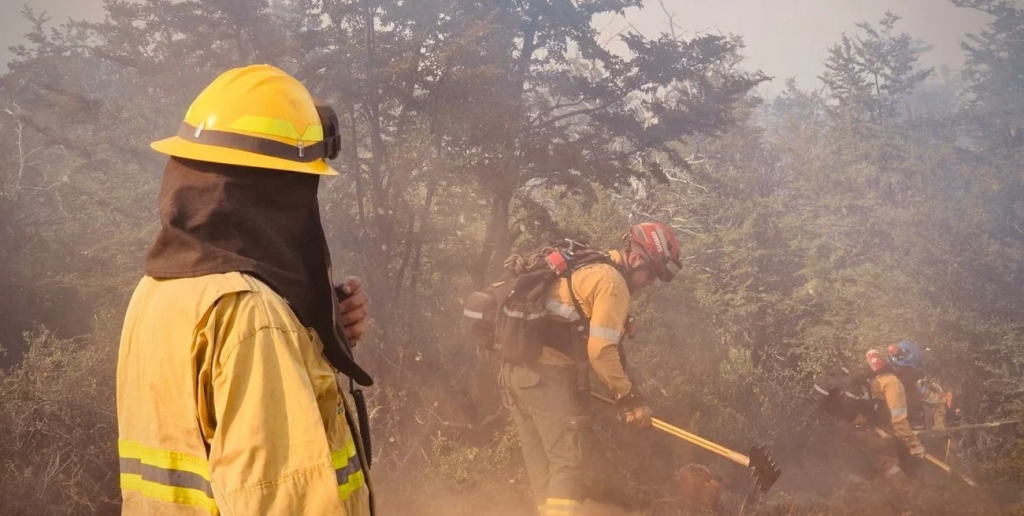 Desde Cholila, brigadistas de Santa Fe trabajan para frenar los incendios en Chubut