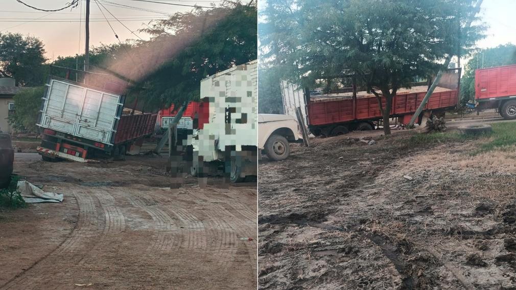 A&ntilde;atuya: un cami&oacute;n cargado con ladrillos qued&oacute; atascado tras intentar esquivar un control de altura