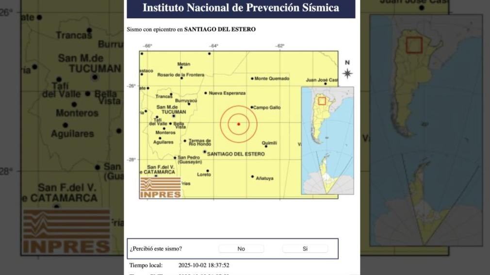 Un sismo de magnitud 5.8 se registró en Santiago del Estero