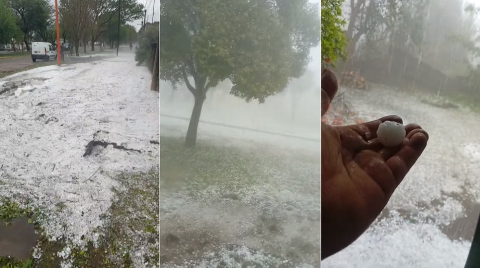 Impresionante granizada en una localidad de Santa Fe: cayeron piedras durante 25 minutos, hubo evacuados y suspendieron las clases