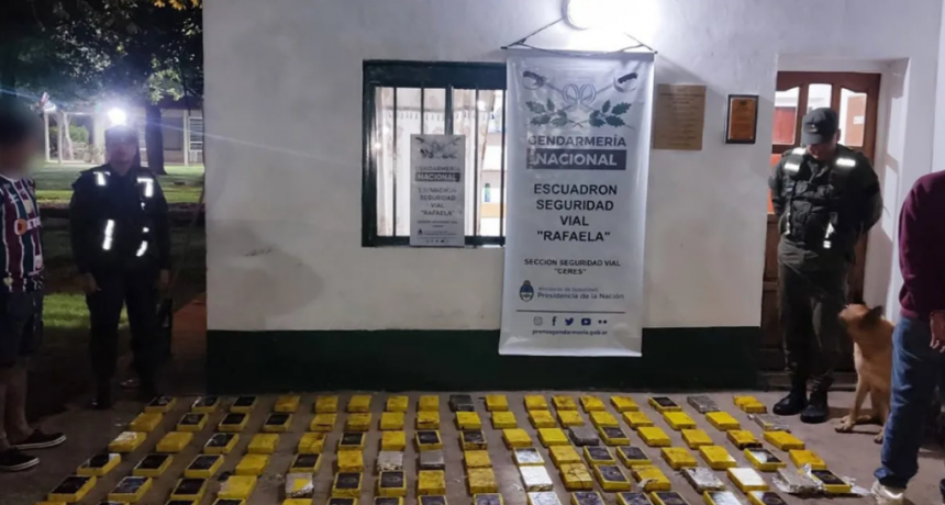 Sospechan que el cargamento de cocaína interceptado en Ceres iba a una ciudad de la provincia de Buenos Aires
