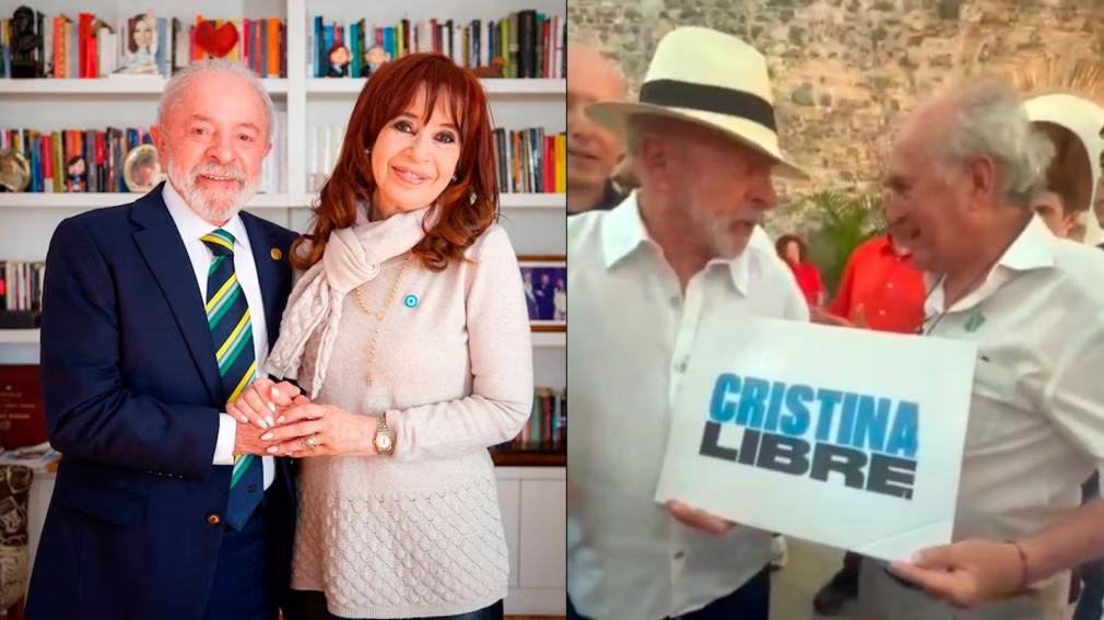 Lula da Silva se sacó una foto con un cartel de “Cristina libre” en Brasil