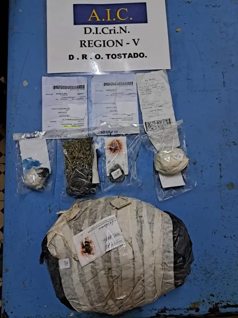 Importante operativo policial culmina con el secuestro de drogas en la terminal de ómnibus de Tostado
