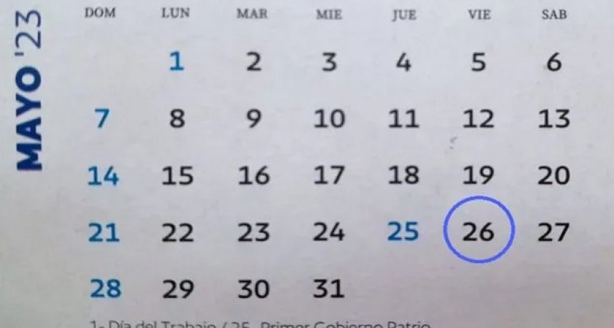 El 26 de mayo es feriado y extiende el fin de semana largo