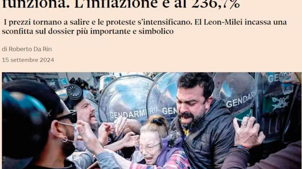 El duro análisis de un diario italiano contra la política económica de Milei: “No funciona”