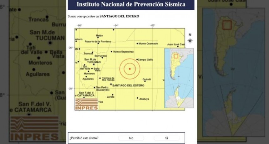 Un sismo de magnitud 5.8 se registró en Santiago del Estero